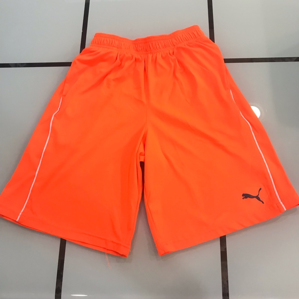 Neon orange puma shorts